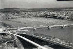 Vista aérea del puente en construcción